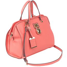 Bulldog Satchel Style Purse w/Holster Coral 16Inch x 9.5Inch x 5.5Inch