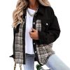 Women Check Contrast Loose Denim Jacket