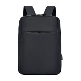 usb rechargeable backpack large capacity casual business computer backpack (Color: BLACK)