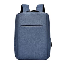 usb rechargeable backpack large capacity casual business computer backpack (Color: Blue)