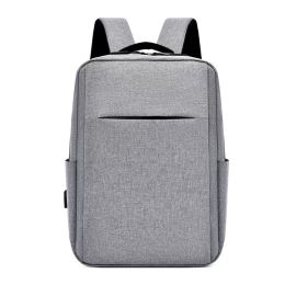 usb rechargeable backpack large capacity casual business computer backpack (Color: Gray)