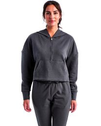 Ladies' Alice Half-Zip Hooded Sweatshirt - BLACK - XS (Color: CHARCOAL)