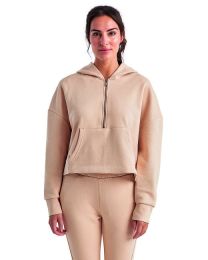 Ladies' Alice Half-Zip Hooded Sweatshirt - BLACK - XS (Color: NUDE)