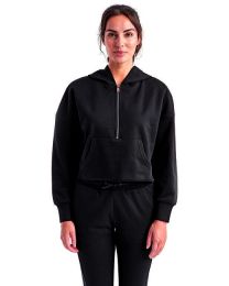 Ladies' Alice Half-Zip Hooded Sweatshirt - BLACK - XS (Color: BLACK)