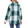 Womens Long Sleeve Plaid Shirts Flannel Lapel Button Down Shacket Jacket Coats