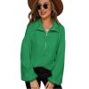 Half-Zip Balloon Sleeve Knit Pullover Sweater