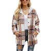 Women's Flannel Plaid Jacket Button Down Shirts Hooded Coats Shacket