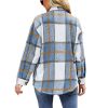 Womens Long Sleeve Plaid Shirts Flannel Lapel Button Down Shacket Jacket Coats